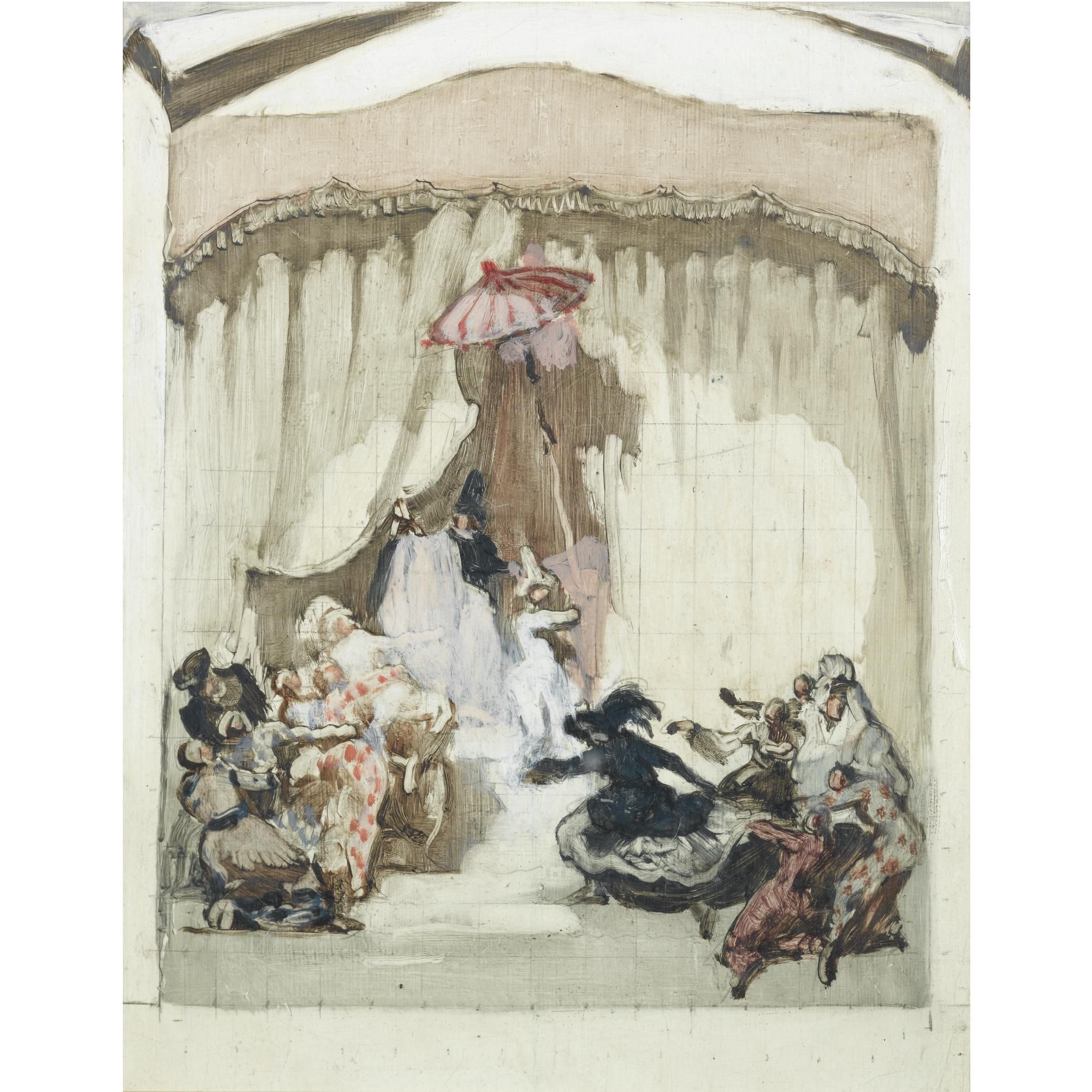 Artwork by José Mariá Sert y Badiá, La Escena y la Comedia (Drama and Comedy), Made of oil on paper