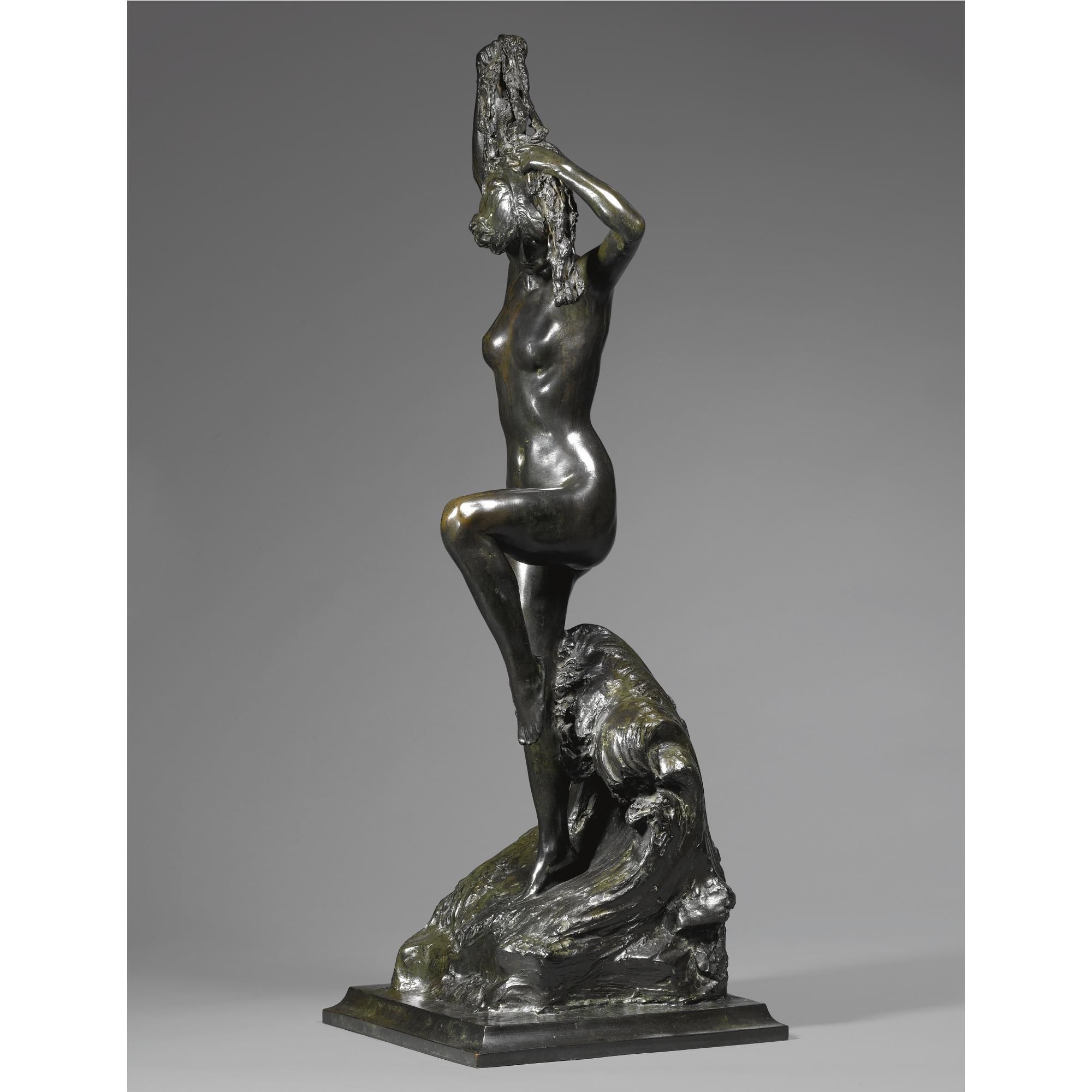 Artwork by Janet Scudder, Little Lady of the Sea, Made of bronze, dark brown patina on a 24 inch