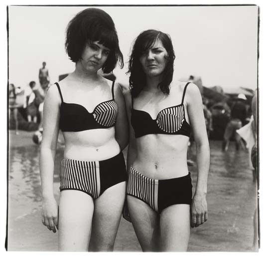 Two Girls in Matching Bathing Suits, Coney Island, NY by Diane Arbus, 1967