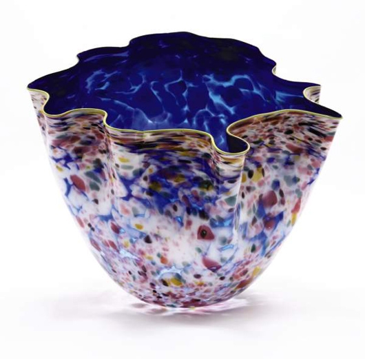 Chihuly Dale Ultramarine Macchia with Chartreuse Lip (1984) MutualArt