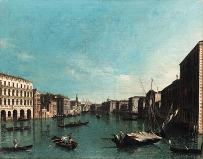 The Grand Canal, Venice, looking south from the Palazzi Foscari and Moro-Lin to the Church of Santa Maria della Caritá