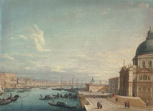 Venice: The entrance of Grand Canal looking East with Santa Maria della Salute and the Dogana, the Bacino of San Marco beyond by Canaletto