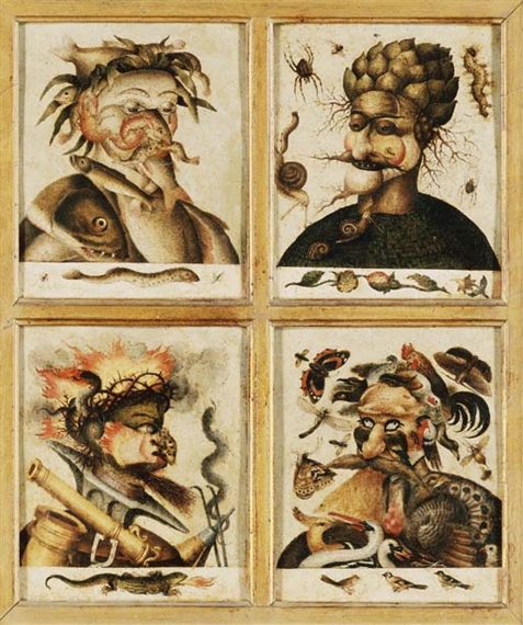 Giuseppe Arcimboldo | Four anthropomorphic heads: the Allegories of ...