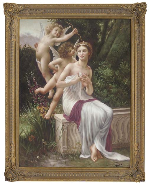 Artwork by William Adolphe Bouguereau, In the garden of cupid, Made of oil on canvas