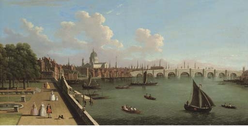 View across the Thames from Somerset House, with Blackfriars Bridge and St Paul's Cathedral by Canaletto