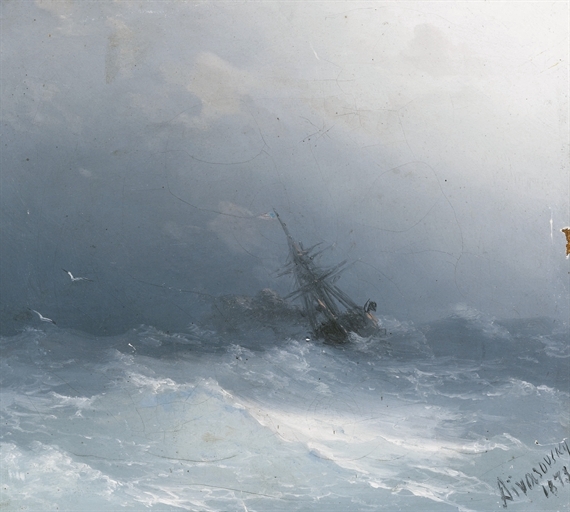 An American steamer in heavy seas by Ivan Aivazovsky, 1873