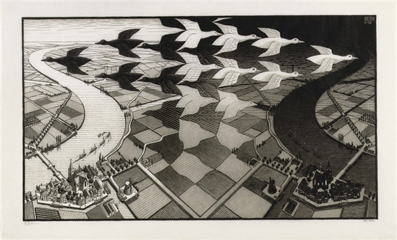 Dag en Nacht (Day and Night) (Bool 303) by Maurits Cornelis Escher, 1938