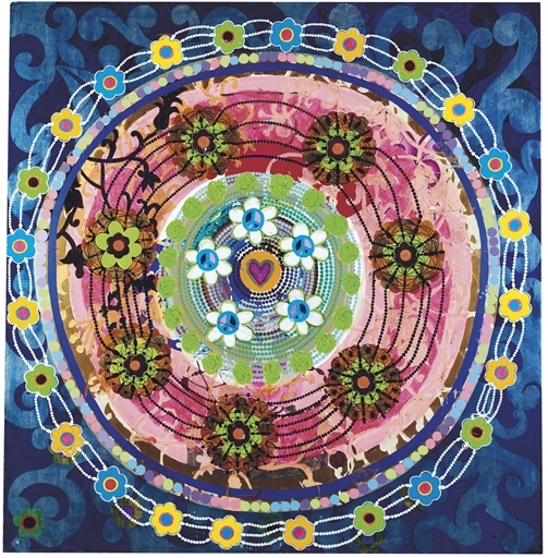 Artwork by Beatriz Milhazes, O Brinquedo, Made of oil, acrylic, enamel, gold leaf and metallic paints on canvas