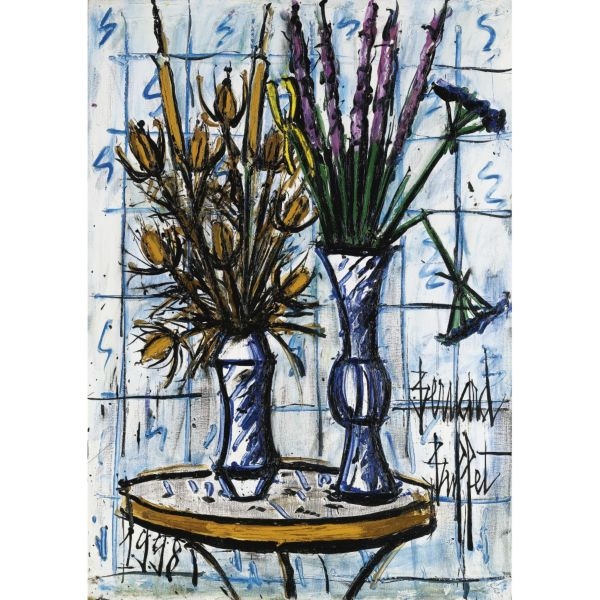 Bernard Buffet | Vases de fleurs sur gueridon | MutualArt