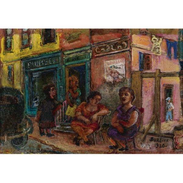 Artwork by David Burliuk, NEW YORK CITY STREET, Made of Oil on canvas