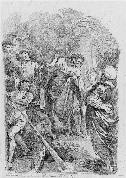 The preaching of Saint John the Baptist, after Ludovico Carracci by Jean-Honoré Fragonard