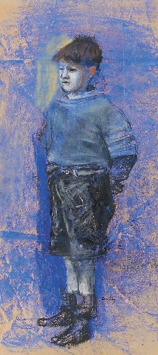 Artwork by Joan Kathleen Hardy Eardley, A Samson child, Made of coloured chalks on brown paper