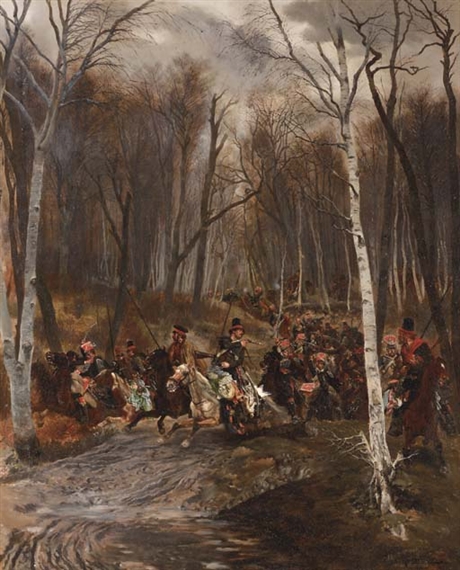 A Skirmish between Cossacks and the Imperial Bodyguard, 1814 by Édouard Jean Baptiste Detaille, 1870