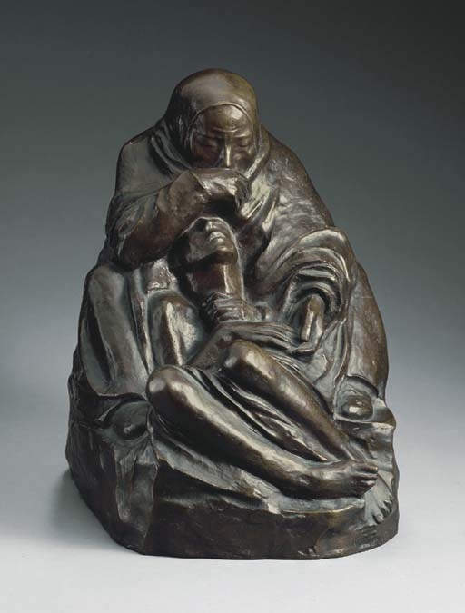 Artwork by Käthe Kollwitz, Pieta, Made of bronze with brown patina