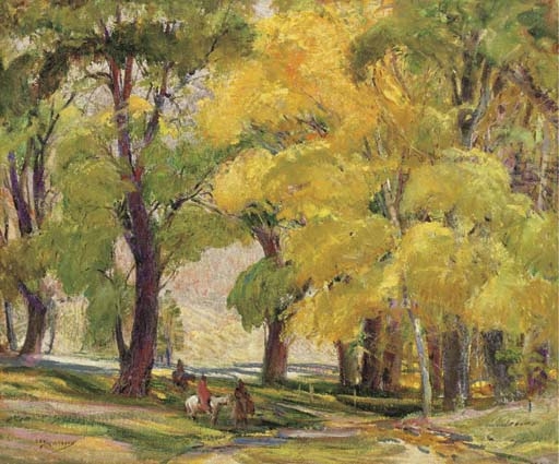 Cottonwoods in the Fall, Glorietta Grove by Oscar E. Berninghaus