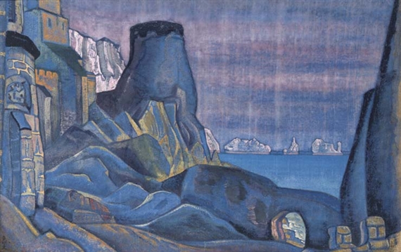 Décor for Tristan & Isolde; Act III, 'Tristan's castle' by Nicholas Roerich