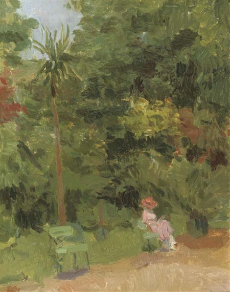 Lezend meisje in Diergaarde: reading in the Zoo, The Hague by Isaac Israëls, 1916-1917