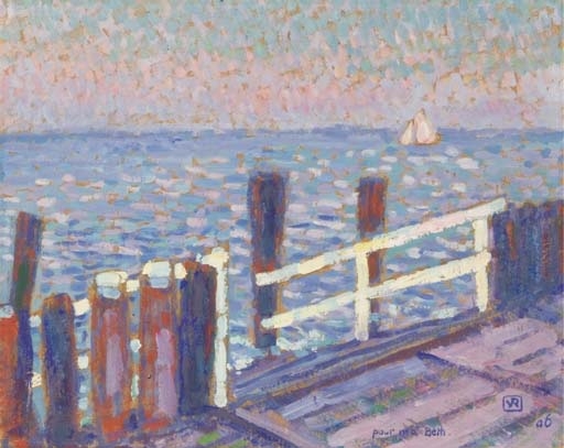 Artwork by Théo van Rysselberghe, The Pier, Made of oil on cardboard