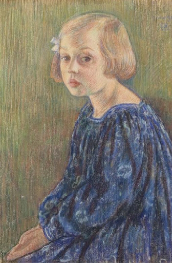 Artwork by Théo van Rysselberghe, Portrait of Elizabeth Van Rysselberghe, Made of pastel on paper