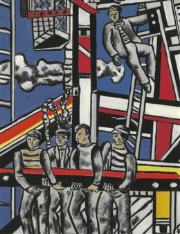Etude pour Les constructeurs, fond bleu - Fernand Léger