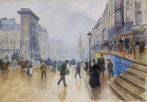 Jean Beraud、Le boulevard Saint-Denis a Jean Beraud Le Boulevard Saint-Denis À Paris 1899 Wall Art