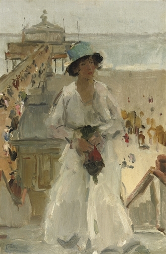 On the boulevard of Scheveningen, the pier beyond by Isaac Israëls