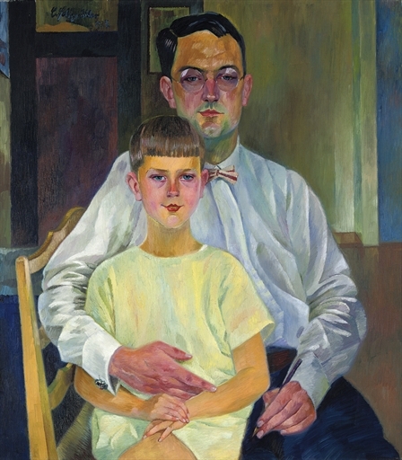 Conrad Felixmüller | Selbstbildnis mit meinem Sohn Luca (1927) | MutualArt