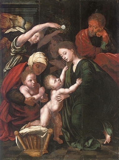 The Holy Family with Saint Elizabeth, the Infant Saint John the Baptist and two angels by Raffaello Sanzio