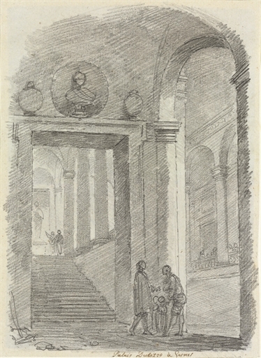 The interior of the Palazzo Marcellino Durazzo, Genoa by Jean-Honoré Fragonard, 1732-1806