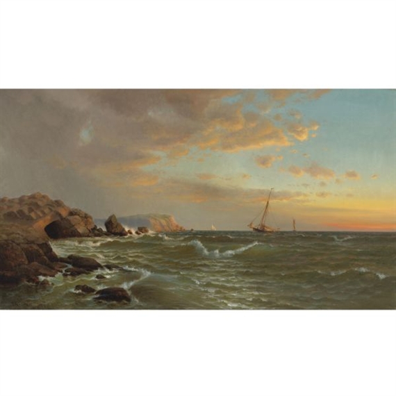 SAILING AT TWILIGHT by Francis A. Silva, 1877