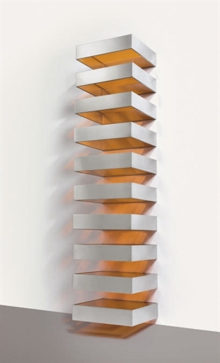 Artwork by Donald Judd, Untitled, 1968 (DSS 120), Made of stainless steel and amber Plexiglas
