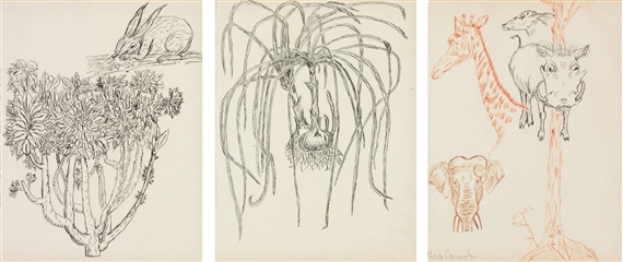 Untitled (Rabbit, Onions, Animals) by Merce Cunningham, circa 1980