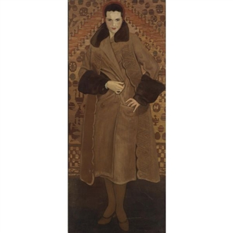Portrait of Katherine Campbell in a Fur Coat, Late 1920s - Sviatoslav Roerich