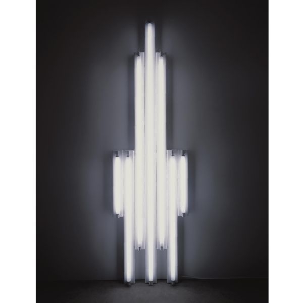 Artwork by Dan Flavin, "MONUMENT" FOR V. TATLIN, Made of cool white fluorescent light