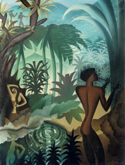 De fluitspeler: by the pond, Bali - Auke Cornelis Sonnega