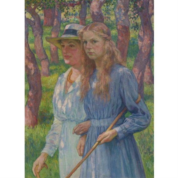 PORTRAIT DE MADAME SCHLUMBERGER ET DE SA FILLE by Théo van Rysselberghe, 1918
