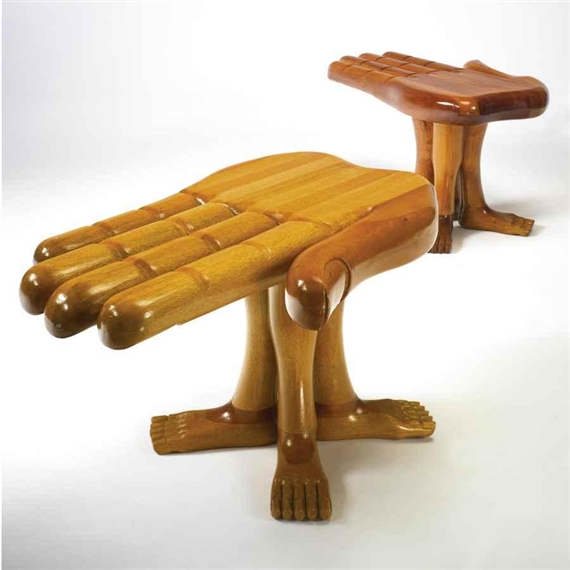 PAIR OF SIDETABLES (RIGHT AND LEFT HAND) by Pedro Friedeberg, 1977