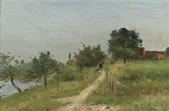 Chemin au bord du lac - Jean Baptiste Antoine Guillemet