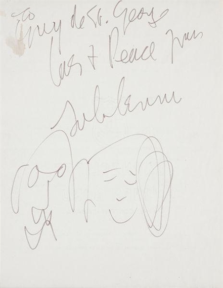 Self-portrait caricature by John Lennon, circa 1969