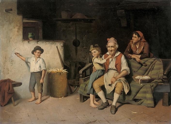 Artwork by S. Folini, Guess who!, Made of oil on canvas, unframed