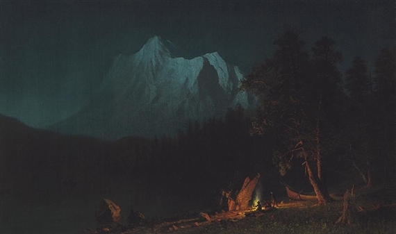 Mountainous Landscape by Moonlight by Albert Bierstadt