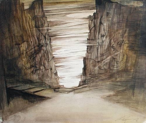 Stage set design for Gotterdammerung by Leslie Hurry