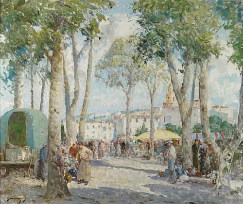 Artwork by William Lee-Hankey, A market in Provence, Made of oil on canvas