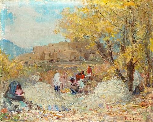 Corn Husking, Taos Pueblo by Bert Phillips, 1933