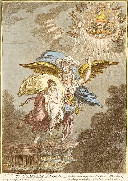 Artwork by James Gillray, The Guardian Angel, Made of Etching and aquatint