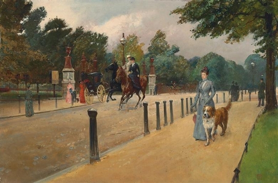 A view of West Carriage Drive, Hyde Park, looking onto the Coalbrookdale Gate by Robert Ponsonby Staples