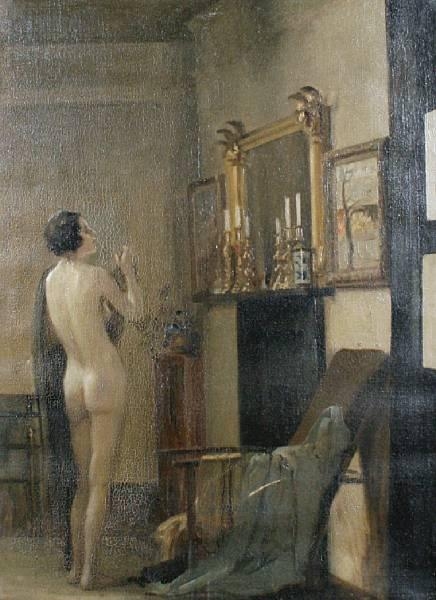 Artwork by Leopold Lemage Swain, Interior - The model's corner, Made of oil on canvas
