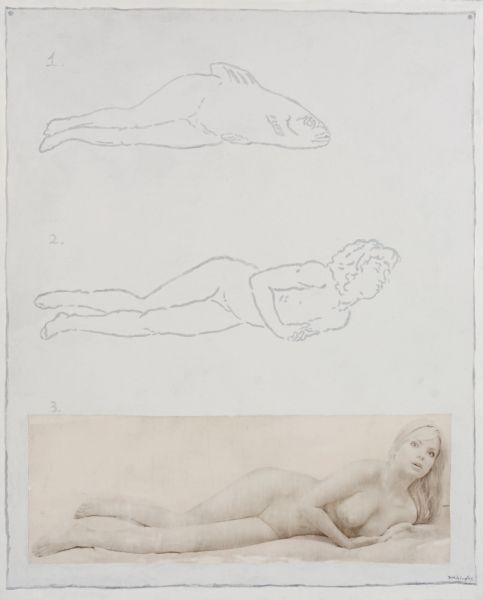 Artwork by Gregori Maiofis, A diagram for teaching an alternative theory of evolution, Made of Bromoil and acrylic on canvas