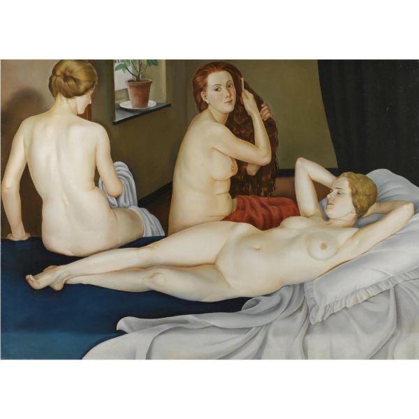 Artwork by Léonid Frechkop, THREE NUDES, Made of oil on canvas