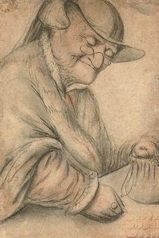 An elderly woman counting money by Nicolas Lagneau